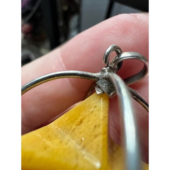 Vintage Sterling Yellow Jasper Merkabah Pendant Sacred Geometry Spin Orb Boho - Picture 5 of 8